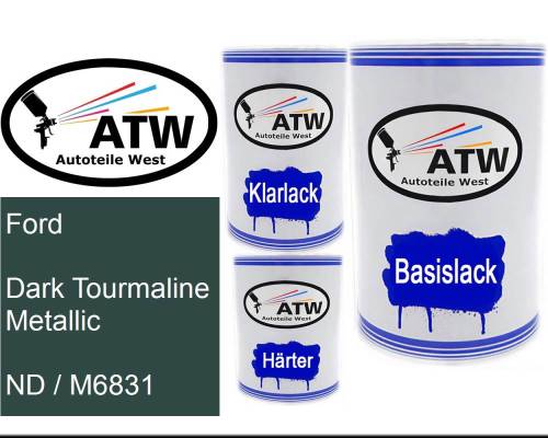 Ford, Dark Tourmaline Metallic, ND / M6831: 500ml Lackdose + 500ml Klarlack + 250ml Härter - Set, von ATW Autoteile West.